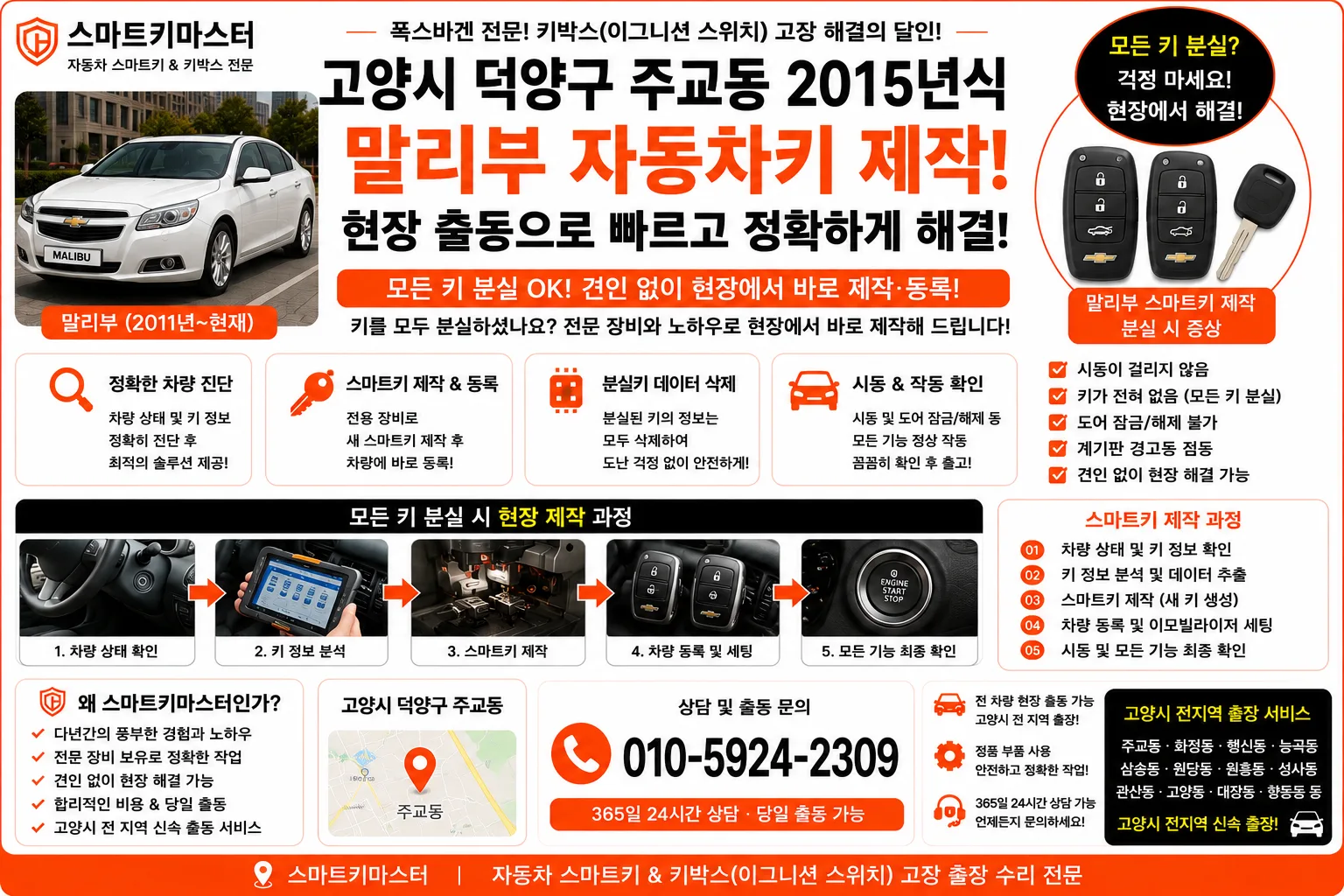 고양시 덕양구 주교동 2015년식 말리부 예비키제작 스마트키마스터