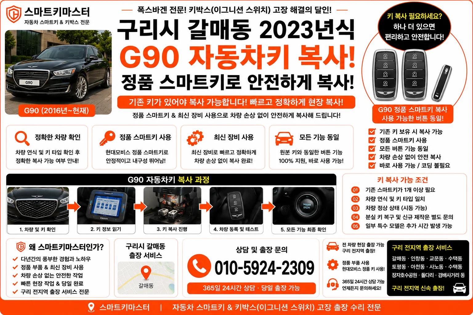 구리시 갈매동 2023년식 G90 차키복사 스마트키마스터
