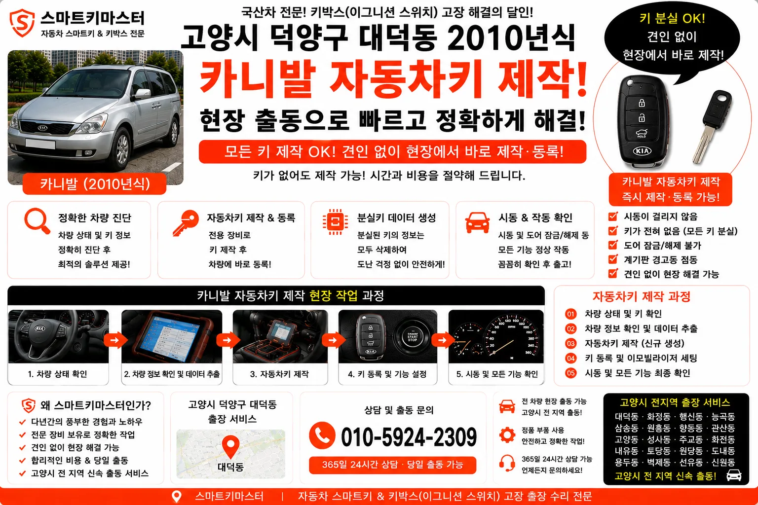 고양시 덕양구 대덕동 2010년식 카니발 이모빌라이저키제작 스마트키마스터