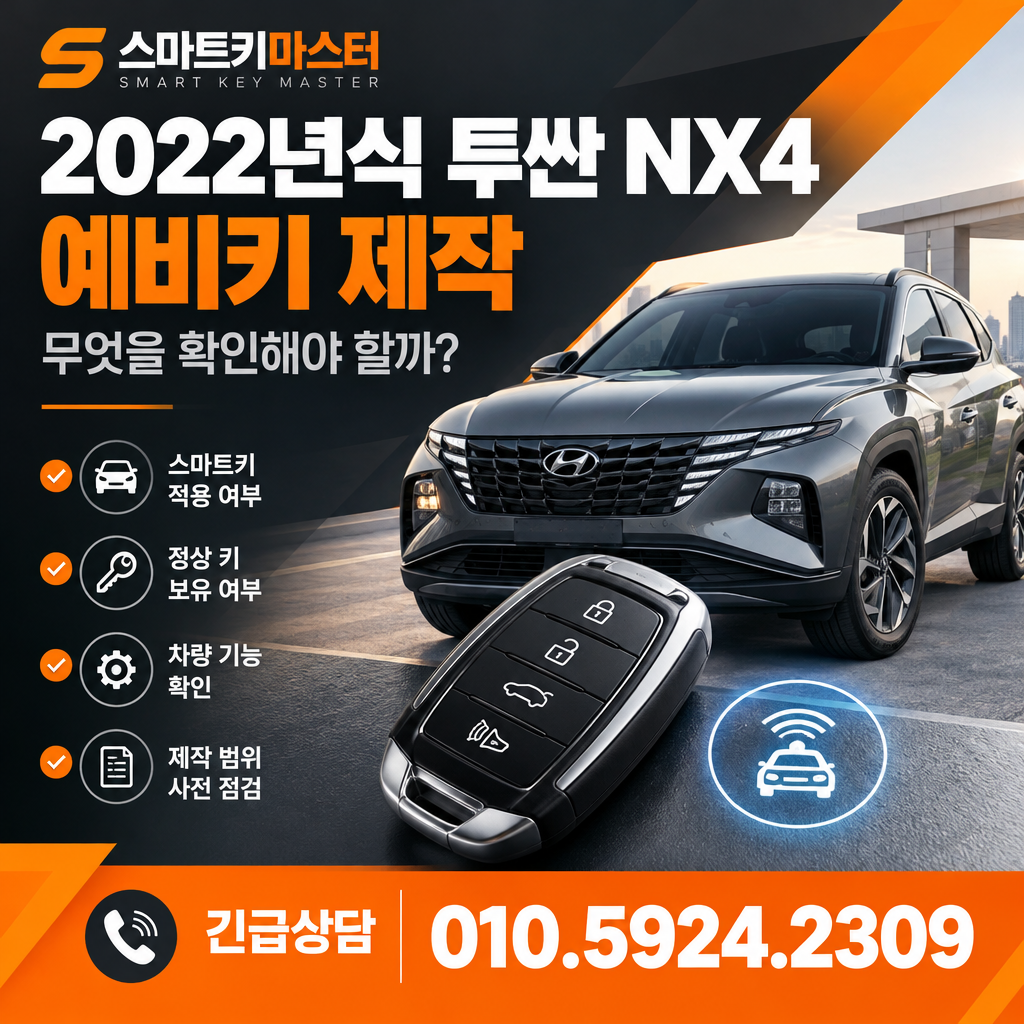 노원구 중계본동 2022년식 투싼 NX4 예비키 제작, 무엇을 확인해야 할까?