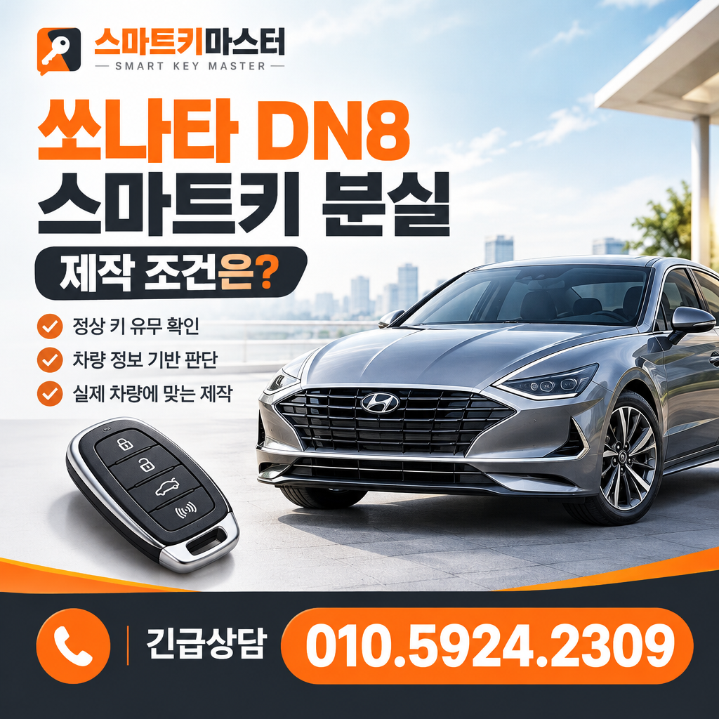 구리시 교문동 2019년식 쏘나타 DN8 스마트키 분실, 제작 조건은?