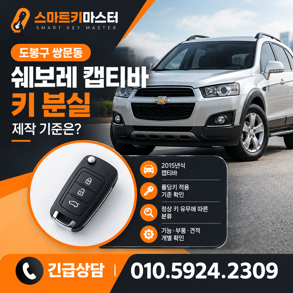 도봉구 쌍문동 2015년식 쉐보레 캡티바 키 분실, 제작 기준은?