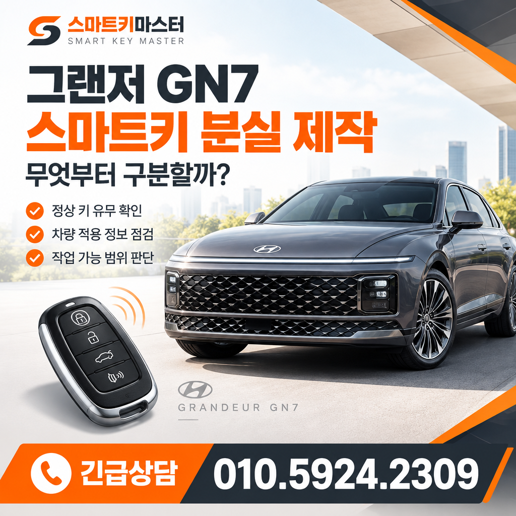 의정부시 고산동 2024년식 그랜저 GN7 스마트키 분실 제작, 무엇부터 구분할까?