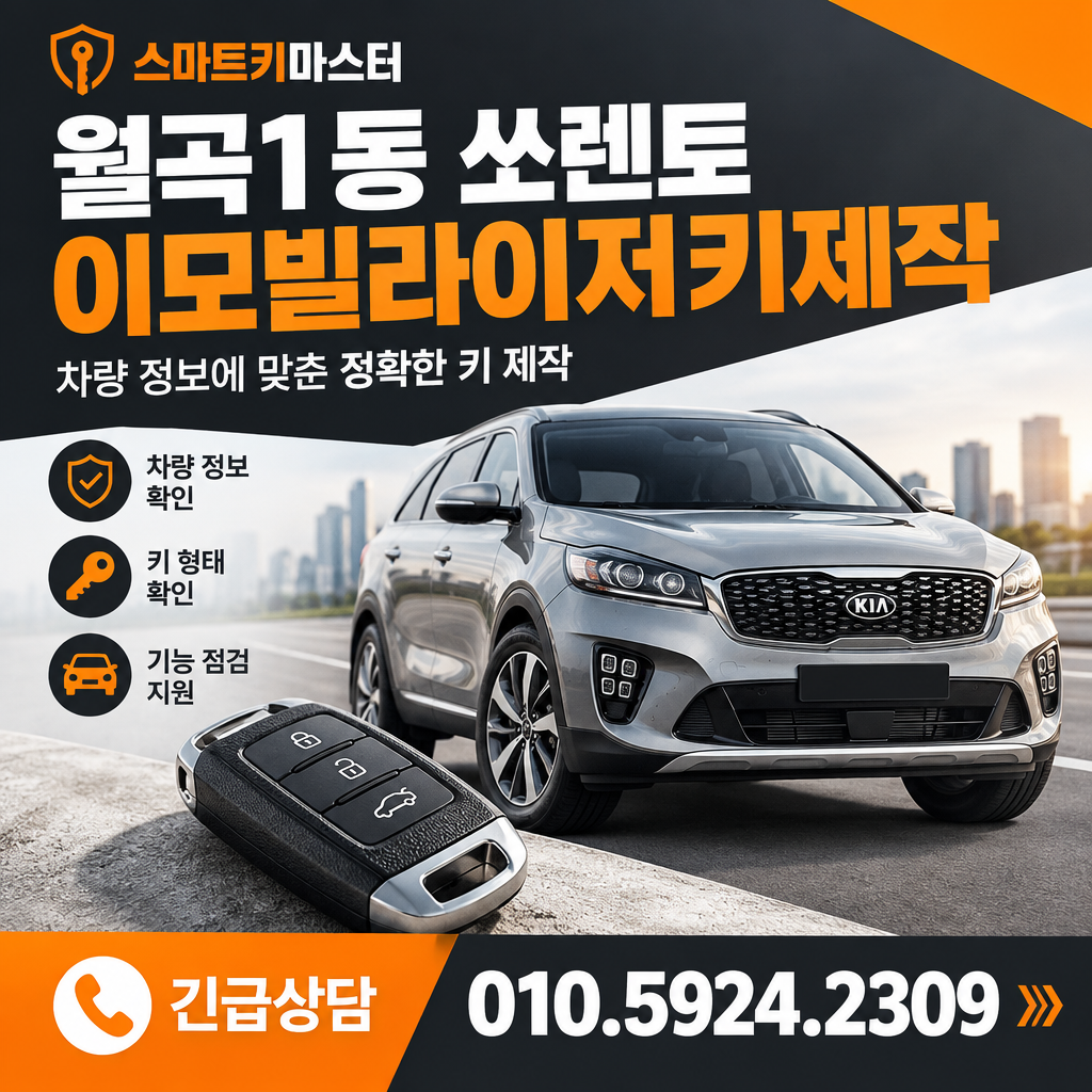 월곡1동 쏘렌토 이모빌라이저키제작