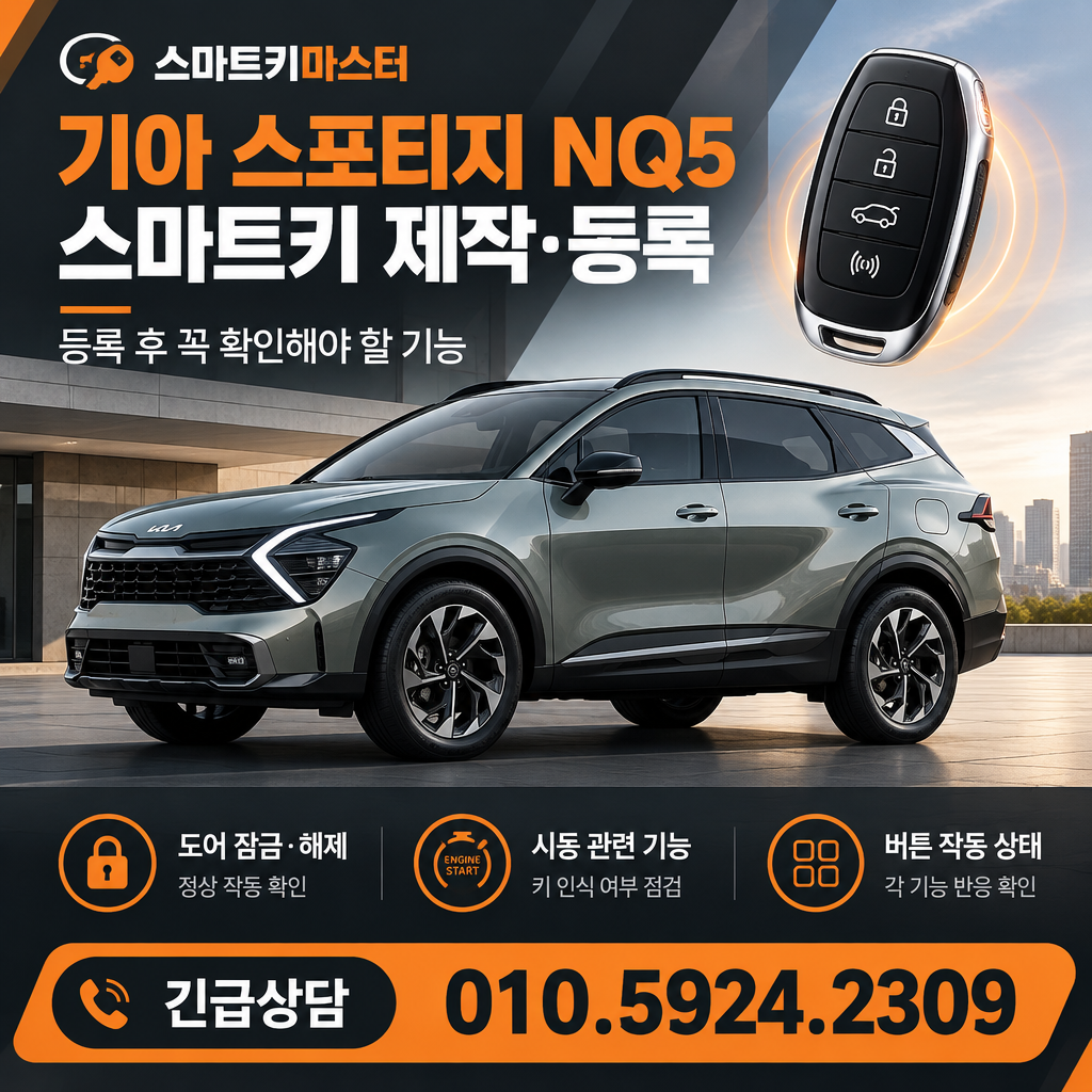 스포티지 NQ5 등록 뒤 확인할 기능