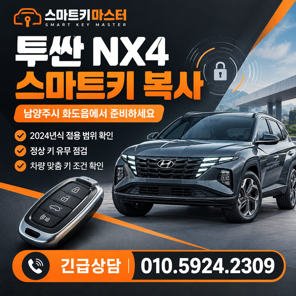 남양주시 화도읍 2024년식 투싼 NX4 스마트키 복사, 무엇을 확인할까?