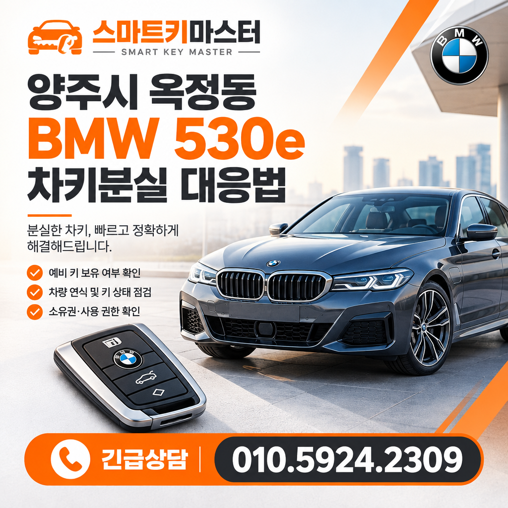 옥정동 BMW 530e 차키분실 대응법