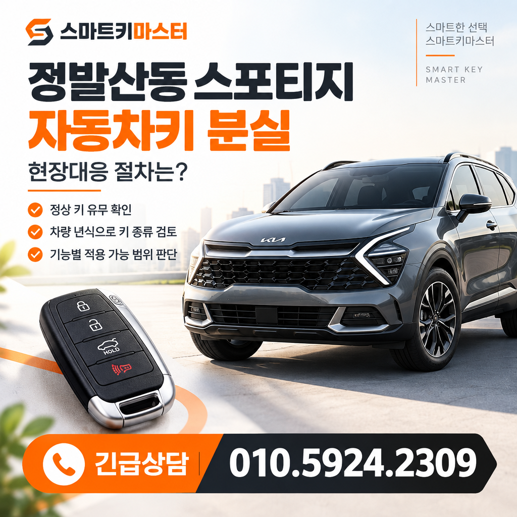 정발산동 스포티지 자동차키 분실, 현장대응 절차는?