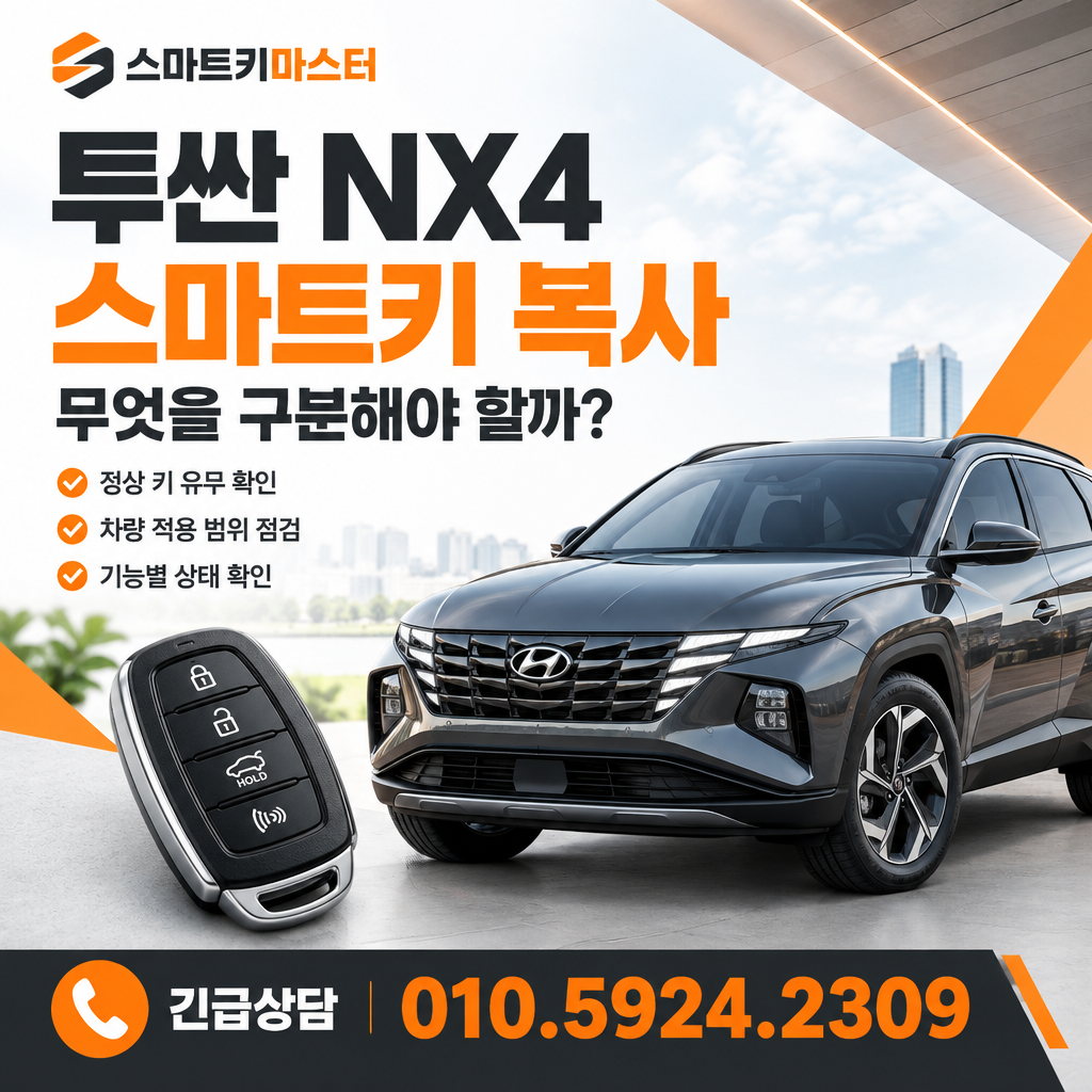 성북구 장위동 2024년식 투싼 NX4 스마트키 복사, 무엇을 구분해야 할까?