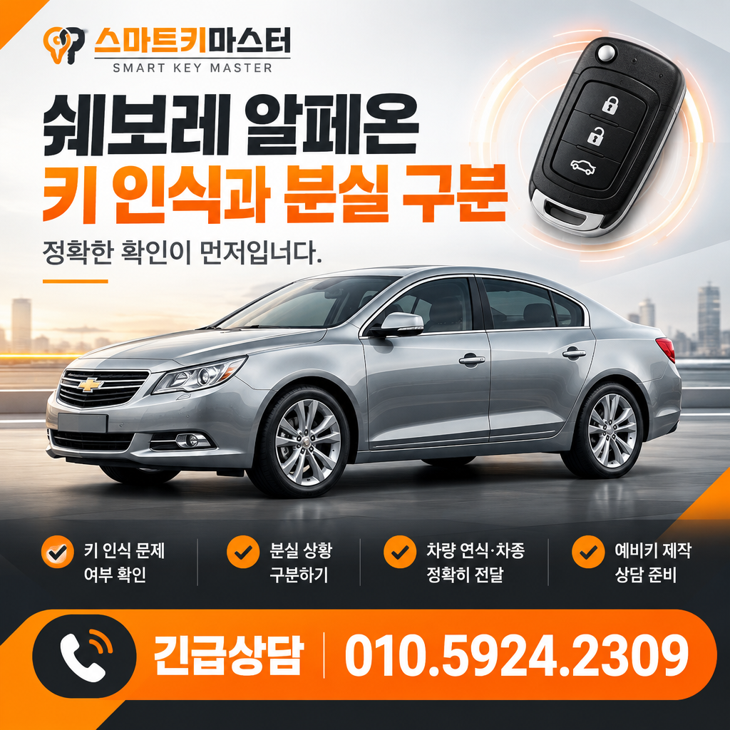 쉐보레 알페온 키 인식과 분실 구분